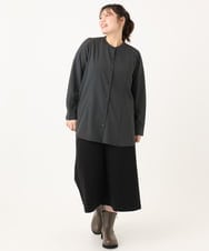 OLBLA12099 eur3(エウルキューブ) 【大きいサイズ】バンドカラーブラウス ダークグレー(93)