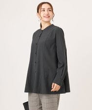 OLBLA12099 eur3(エウルキューブ) 【大きいサイズ】バンドカラーブラウス ダークグレー(93)