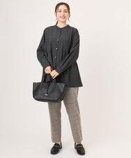 OLBLA12099 eur3(エウルキューブ) 【大きいサイズ】バンドカラーブラウス ダークグレー(93)