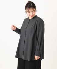 OLBLA12099 eur3(エウルキューブ) 【大きいサイズ】バンドカラーブラウス ダークグレー(93)