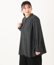 OLBLA12099 eur3(エウルキューブ) 【大きいサイズ】バンドカラーブラウス ダークグレー(93)