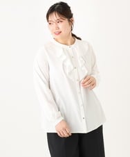 OLBLA14089 eur3(エウルキューブ) 【大きいサイズ/11号サイズあり】ラッフルカラーブラウス ホワイト(90)