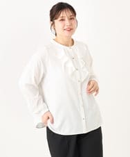 OLBLA14089 eur3(エウルキューブ) 【大きいサイズ/11号サイズあり】ラッフルカラーブラウス ホワイト(90)