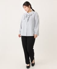 OLBLA14089 eur3(エウルキューブ) 【大きいサイズ/11号サイズあり】ラッフルカラーブラウス ライトグレー(91)