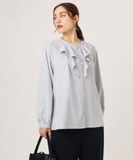 OLBLA14089 eur3(エウルキューブ) 【大きいサイズ/11号サイズあり】ラッフルカラーブラウス ライトグレー(91)