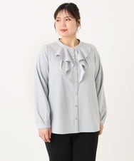OLBLA14089 eur3(エウルキューブ) 【大きいサイズ/11号サイズあり】ラッフルカラーブラウス ライトグレー(91)