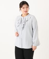 OLBLA14089 eur3(エウルキューブ) 【大きいサイズ/11号サイズあり】ラッフルカラーブラウス ライトグレー(91)