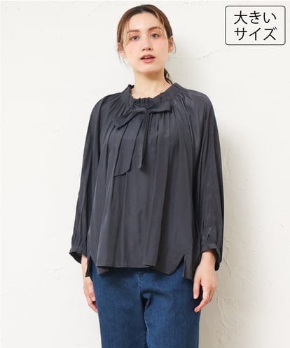 OLBLD13099 eur3 【野呂佳代さん着用/大きいサイズ】フリルリボンブラウス
