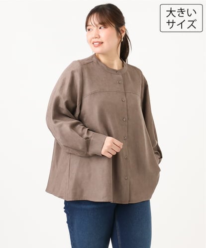 OLBLD15099 eur3 【大きいサイズ】コーデュロイフレアシルエットブラウス