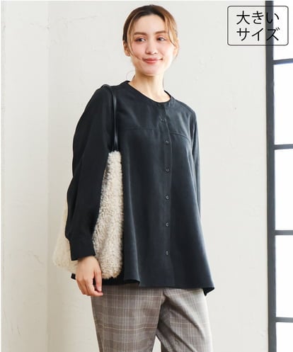 OLBLD15099 eur3 【大きいサイズ】コーデュロイフレアシルエットブラウス
