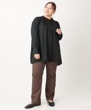 OLBLS08089 eur3(エウルキューブ) 【大きいサイズ/11号サイズあり】タックギャザーブラウス ブラック(94)（WEB限定カラー）