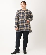 OLBLS12099 eur3(エウルキューブ) 【大きいサイズ/11号サイズあり】バンドカラーチェックネルシャツ ブルー(55)