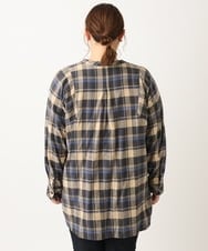 OLBLS12099 eur3(エウルキューブ) 【大きいサイズ/11号サイズあり】バンドカラーチェックネルシャツ ブルー(55)