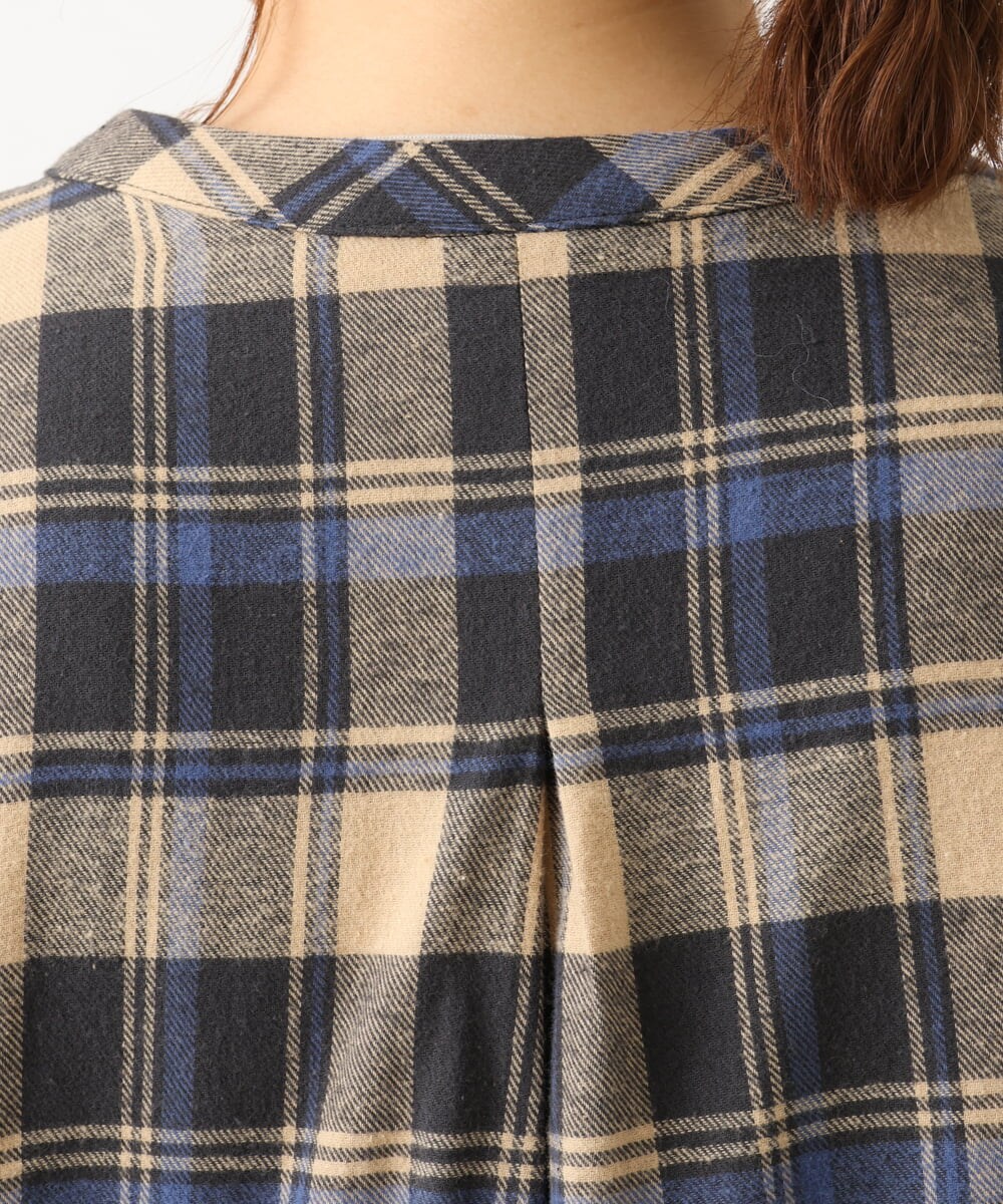 OLBLS12099 eur3(エウルキューブ) 【大きいサイズ/11号サイズあり】バンドカラーチェックネルシャツ ブルー(55)