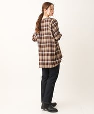 OLBLS12099 eur3(エウルキューブ) 【大きいサイズ/11号サイズあり】バンドカラーチェックネルシャツ ブラウン(87)