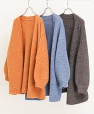 OLCAS03090 eur3(エウルキューブ) 【大きいサイズ】ミックスヤーンローゲージカーディガン ブルー(55)
