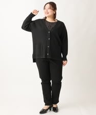 OLCAV10089 eur3(エウルキューブ) 【大きいサイズ/洗える】Vネックもちもちカーディガン ブラック(94)