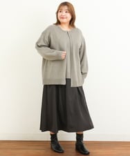 OLCBS20090 eur3(エウルキューブ) 【大きいサイズ/a.v.v×eur3】パール調ネックカーディガン ライトグレー(91)