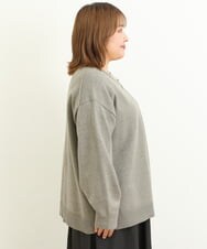OLCBS20090 eur3(エウルキューブ) 【大きいサイズ/a.v.v×eur3】パール調ネックカーディガン ライトグレー(91)