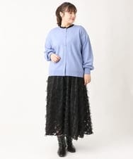 OLCBV09089 eur3(エウルキューブ) 【大きいサイズ】ビジューボタンニットカーディガン ブルー(55)