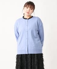 OLCBV09089 eur3(エウルキューブ) 【大きいサイズ】ビジューボタンニットカーディガン ブルー(55)