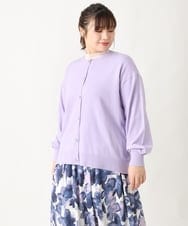 OLCBV09089 eur3(エウルキューブ) 【大きいサイズ】ビジューボタンニットカーディガン ラベンダー(60)（WEB限定カラー）