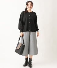 OLCBV09089 eur3(エウルキューブ) 【大きいサイズ】ビジューボタンニットカーディガン ブラック(94)