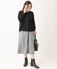 OLCBV09089 eur3(エウルキューブ) 【大きいサイズ】ビジューボタンニットカーディガン ブラック(94)