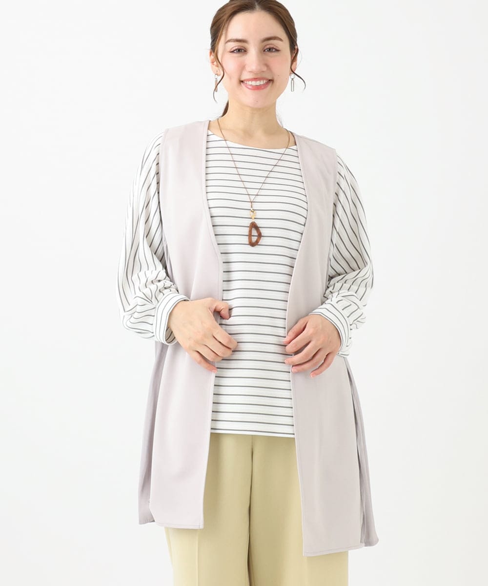 OLCDA02099 eur3(エウルキューブ) 【大きいサイズ】シアージョーゼットジレ グレージュ(89)