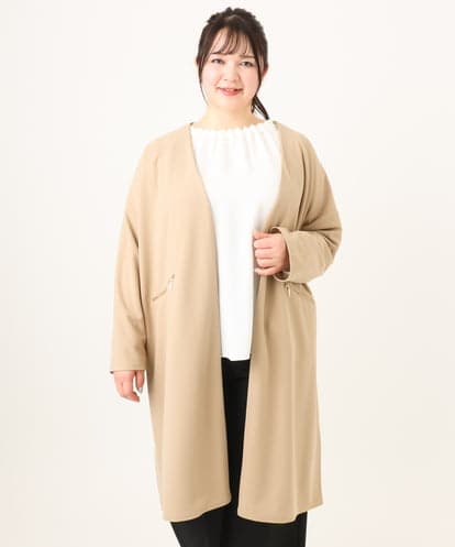 OLCDA19099  【大きいサイズ】カットジョーゼットロングアウター