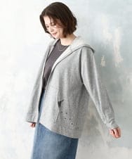 OLCDD04099 eur3(エウルキューブ) 【大きいサイズ】ねこプリントパーカー ライトグレー