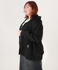 OLCDD04099 eur3(エウルキューブ) 【大きいサイズ】ねこプリントパーカー ブラック