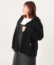OLCDD04099 eur3(エウルキューブ) 【大きいサイズ】ねこプリントパーカー ブラック