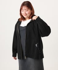 OLCDD04099 eur3(エウルキューブ) 【大きいサイズ】ねこプリントパーカー ブラック