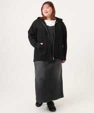 OLCDD04099 eur3(エウルキューブ) 【大きいサイズ】ねこプリントパーカー ブラック