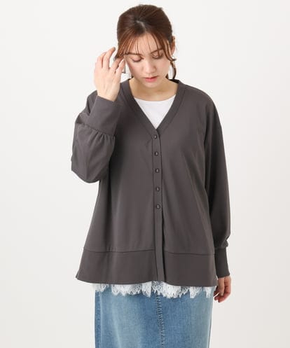 OLCED05099 eur3 【大きいサイズ】Vネックボクシーカーディガン