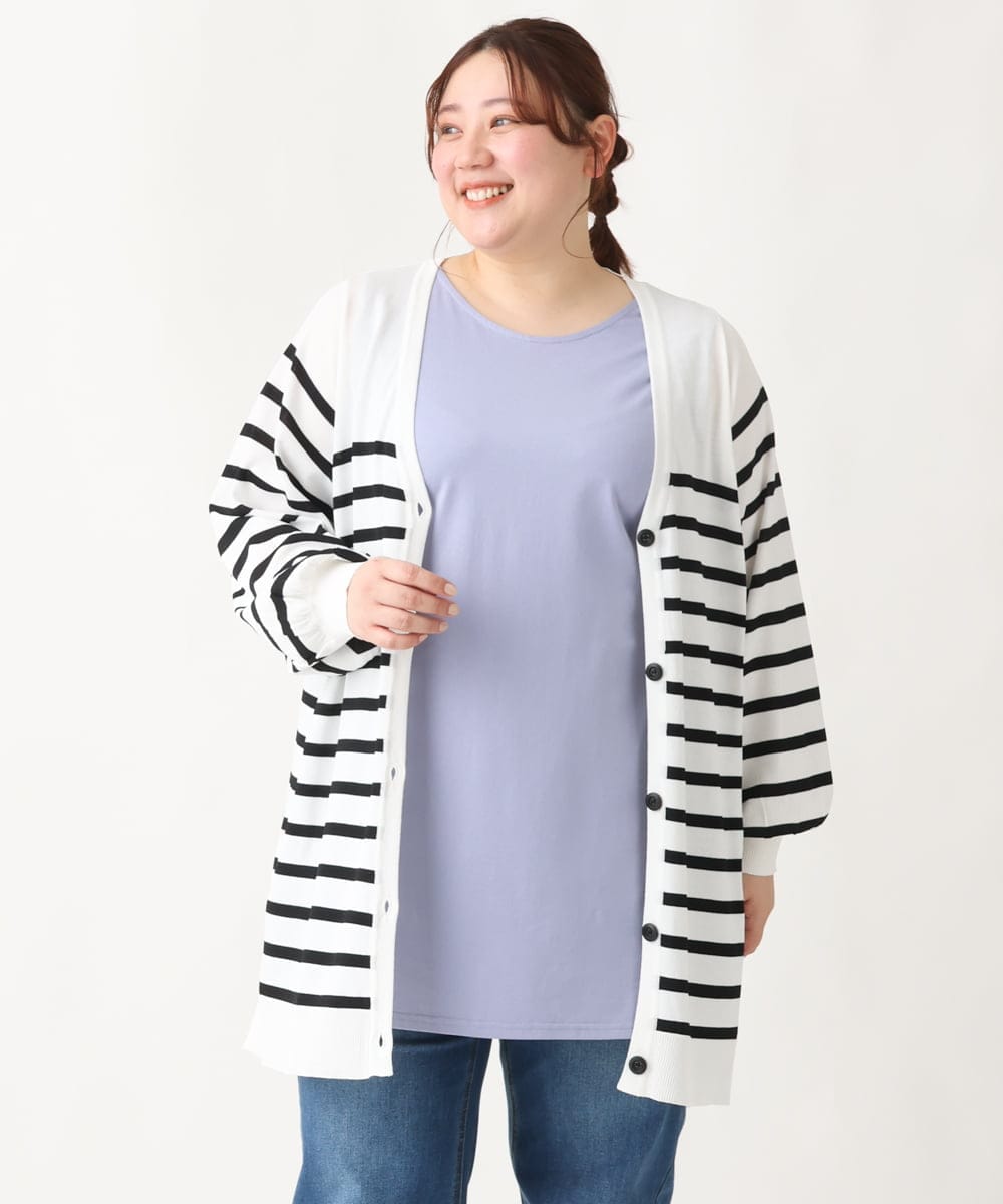OLCEV04099 eur3(エウルキューブ) 【大きいサイズ】Vネックボクシーカーディガン ホワイト(90)