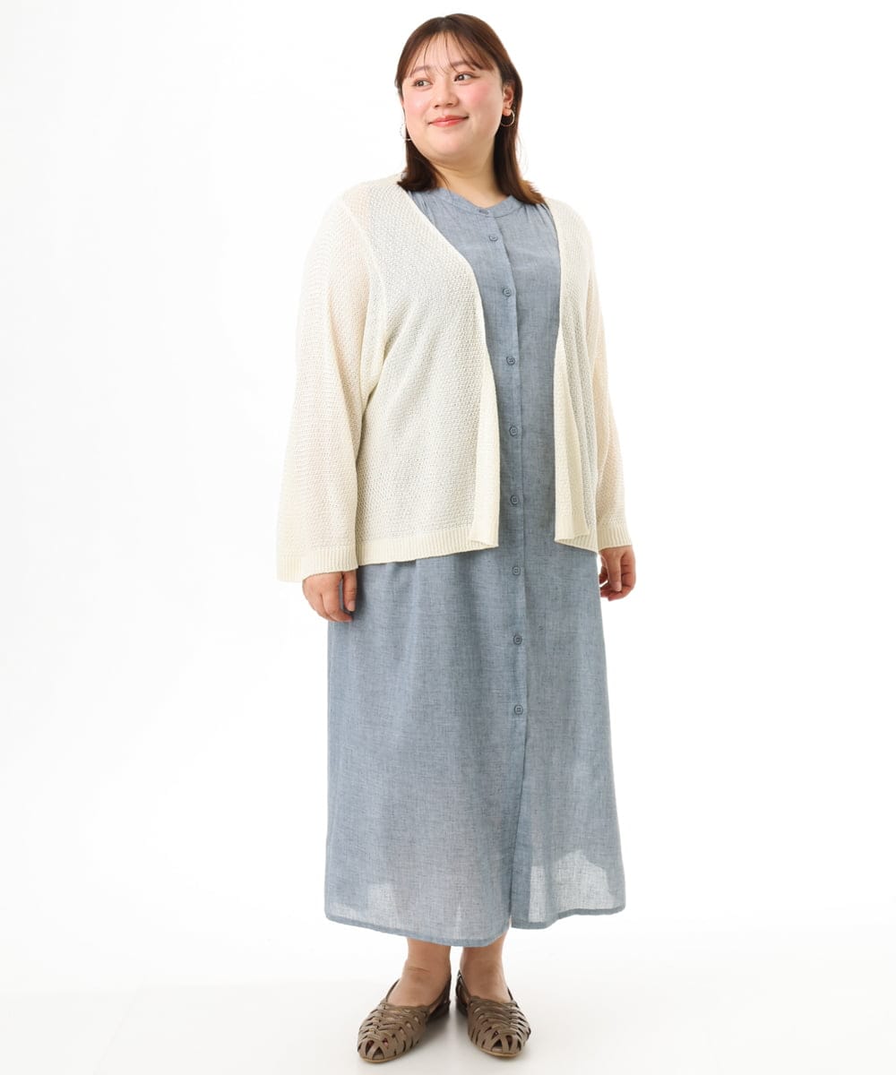 OLCFD06089 eur3(エウルキューブ) 【大きいサイズ】鹿の子8分袖カーディガン アイボリー