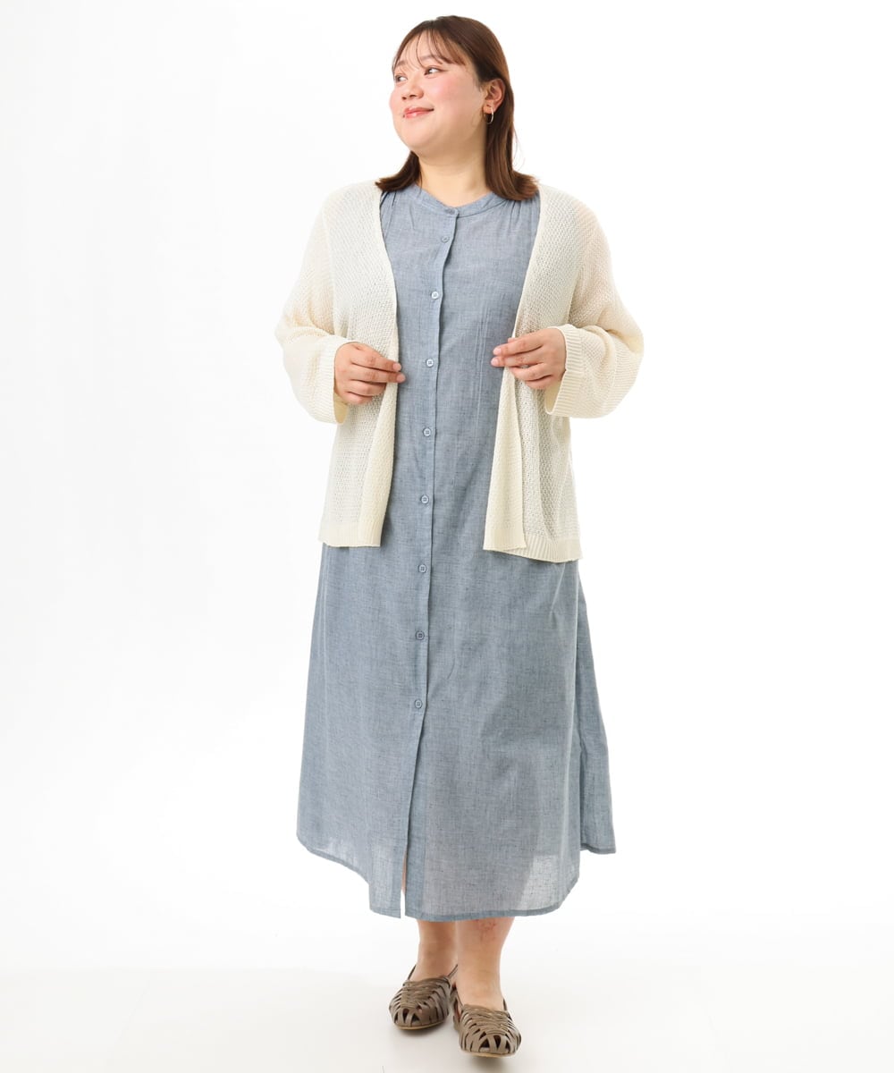 OLCFD06089 eur3(エウルキューブ) 【大きいサイズ】鹿の子8分袖カーディガン アイボリー