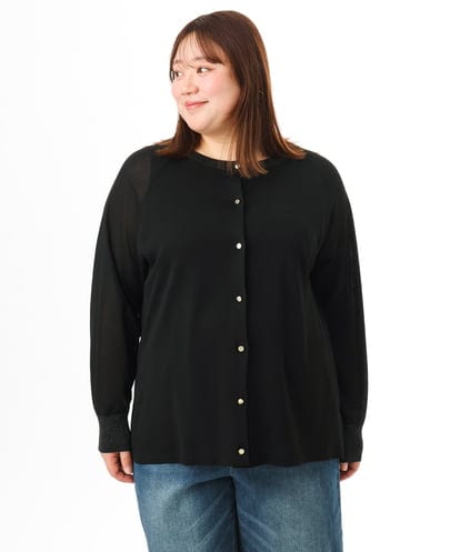 OLCFD10089 eur3 【大きいサイズ】クルーネックラメカーディガン