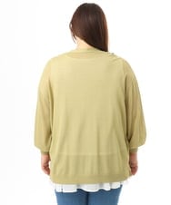 OLCGD07099 eur3(エウルキューブ) 【大きいサイズ/接触冷感】Vネックシア―カーディガン ライトグリーン