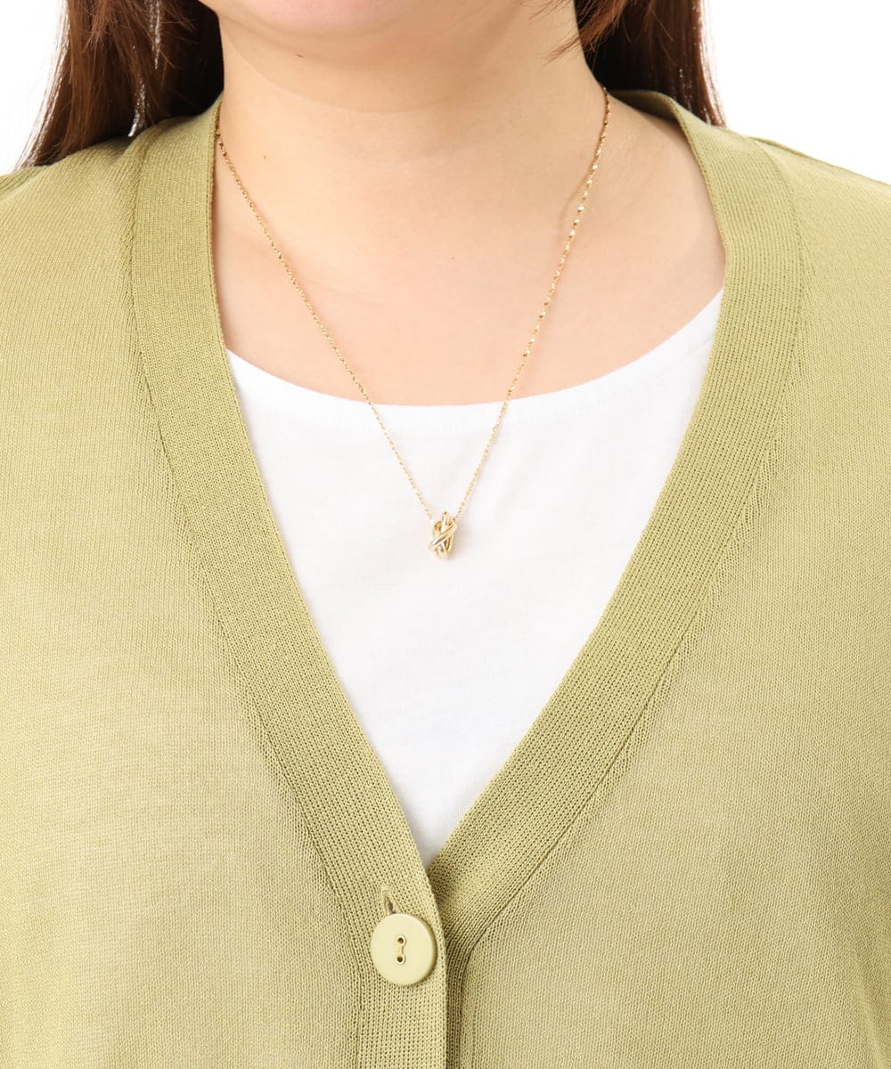 OLCGD07099 eur3(エウルキューブ) 【大きいサイズ/接触冷感】Vネックシア―カーディガン ライトグリーン