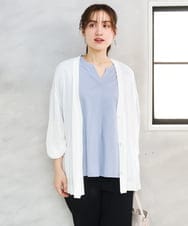 OLCGD07099 eur3(エウルキューブ) 【大きいサイズ/接触冷感】Vネックシア―カーディガン ホワイト