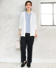 OLCGD07099 eur3(エウルキューブ) 【大きいサイズ/接触冷感】Vネックシア―カーディガン ホワイト