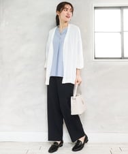 OLCGD07099 eur3(エウルキューブ) 【大きいサイズ/接触冷感】Vネックシア―カーディガン ホワイト