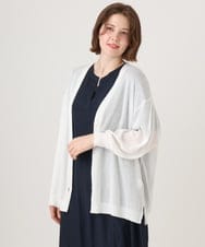 OLCGD07099 eur3(エウルキューブ) 【大きいサイズ/接触冷感】Vネックシア―カーディガン ホワイト