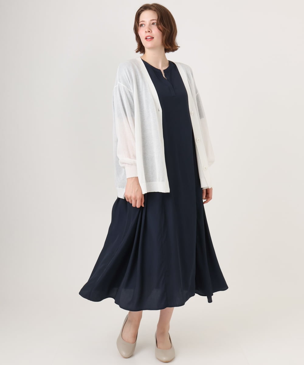 OLCGD07099 eur3(エウルキューブ) 【大きいサイズ/接触冷感】Vネックシア―カーディガン ホワイト