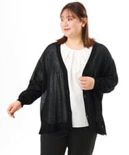 OLCGD07099 eur3(エウルキューブ) 【大きいサイズ/接触冷感】Vネックシア―カーディガン ブラック