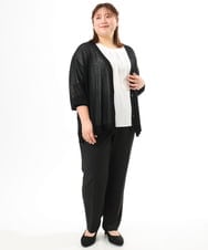 OLCGD07099 eur3(エウルキューブ) 【大きいサイズ/接触冷感】Vネックシア―カーディガン ブラック