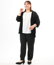 OLCGD07099 eur3(エウルキューブ) 【大きいサイズ/接触冷感】Vネックシア―カーディガン ブラック